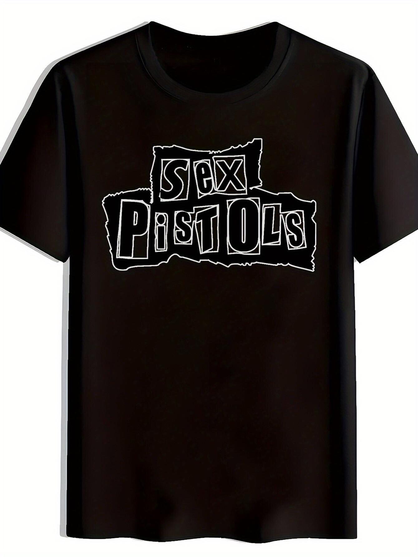 Rock Band Graphic T-shirt - Black Short Sleeve Crew Neck with Bold SEX Pistols Print S