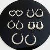 Silver Needle Geometric Heart Hoop Earrings - Retro & High-End Style for a Bold Look