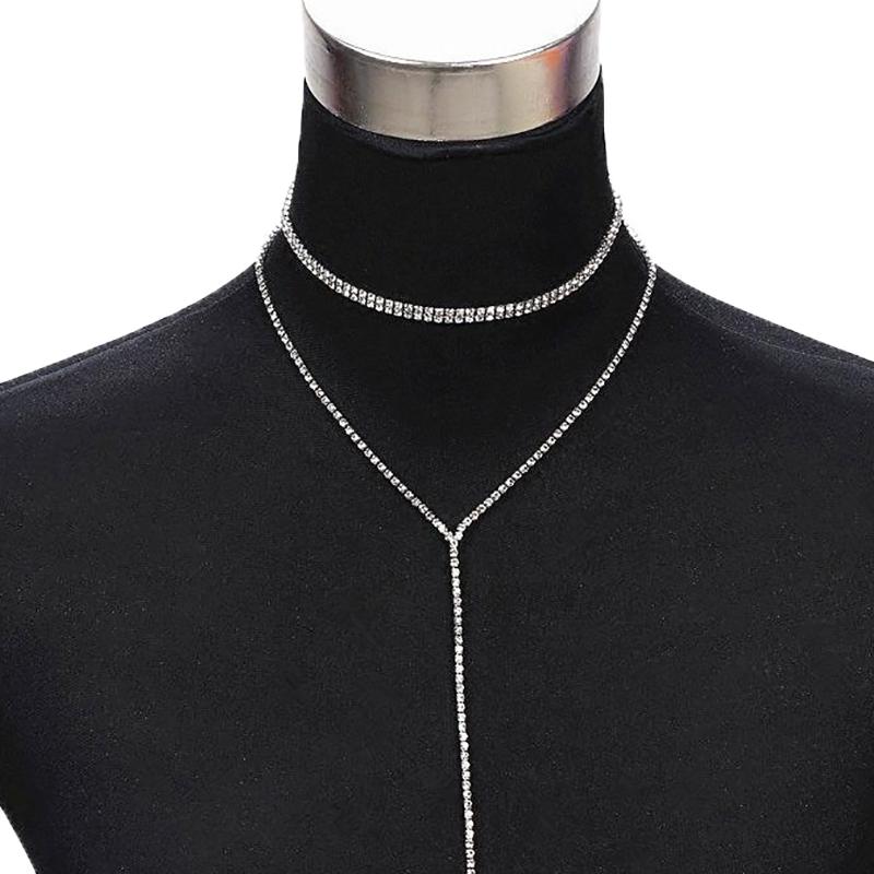 Fashion Tassel Sparkling Diamond Necklace For Girls Neck Clavicle Chain For Women Rhinestones Accessories Gift
