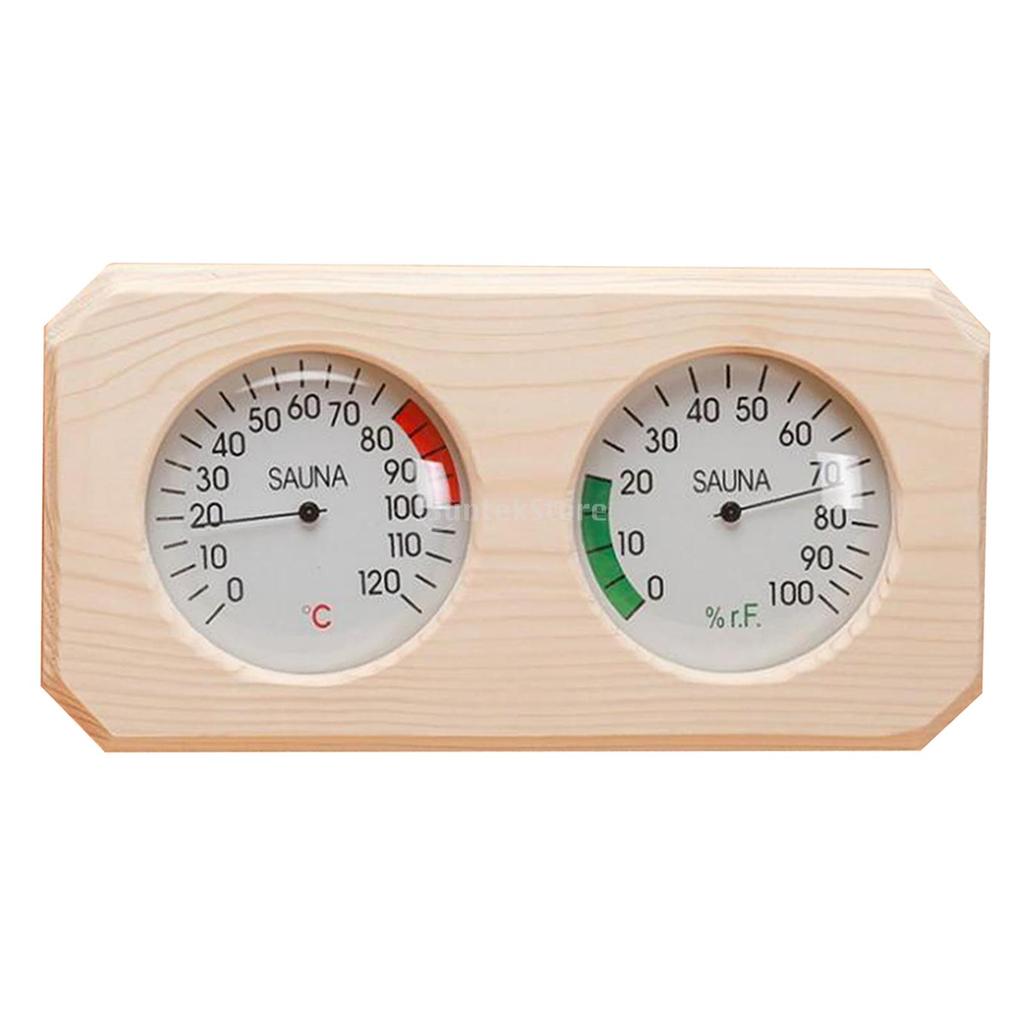 Pine Wood Sauna Thermometer Hygrometer Horizontal Durable Digital Sauna Room Accessories Indoor Humidity Temperature Measurement