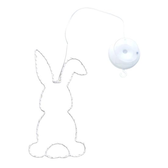 2 Pcs Easter Window Light Battery Operated LED Bunny Silhouette Lights Suction Hanging Fairy String Light for Indoor Outdoor Decor