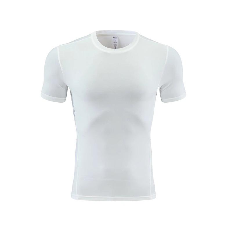 

Summer Short-sleeved Quick-drying Sports Tights Men s Crew Neck Running Fitness Clothes Muscle Training Clothes Single Clothes XXL білий