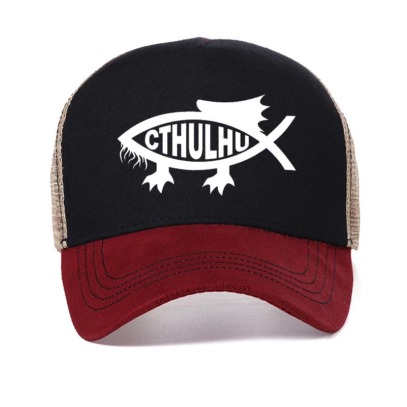 

Cute Classic Badges Flying Spaghetti Monster Cthulhu Fish hat Men women Atheist Baseball Cap summer cool men Mesh Snapback hats Adjustable красный