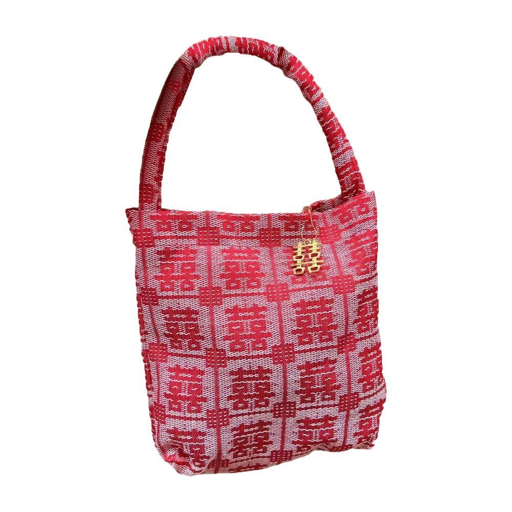 Pearl Handle Wedding Drawstring Bag Satin Bow Letter Flower Tassel Knot Wrist Bag Large Capacity Bucket Bag