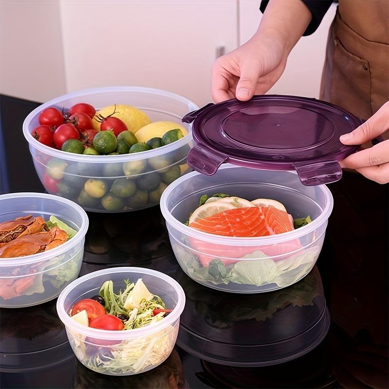4pcs Set 400ml Sealed Transparent Stackable Kitchen Storage Container, Multifunctional Reusable Salad Bowl, Kitchen Food Storage