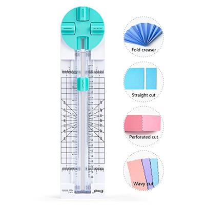 Ecraft Paper Trimmer, Craft Paper Cutter, 4 Styles, Multifunctional Scrapbooking Tool with Dial Blades for Straight, Wavy, Dot, Perforated, and Creasi