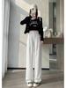 Summer 2025 Women's High-Waist Slim Fit Ice Silk Wide-Leg Pants