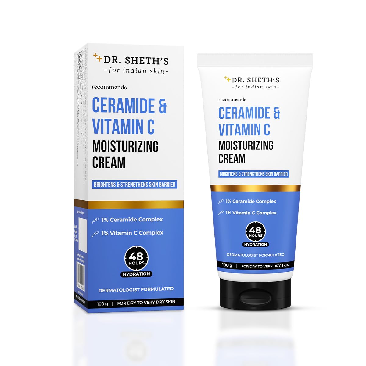 

Dr. Sheth s Ceramide & Vitamin C Moisturizing Cream 100g for Deep Hydration & Skin Barrier Repair