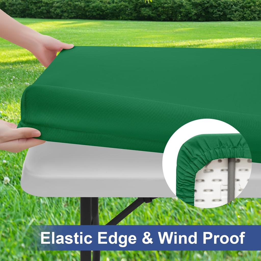 Fitted Tablecloth Rectangle Tablecloths, Elastic Stretch Folding Table Top Cover Reusable for Outdoor Picnic Camping Party Event