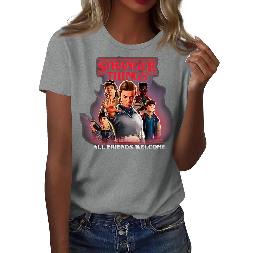 Damen Modisches Und Lässiges Langarm Bedrucktes Kurzarm-Oberteil