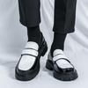 Chaussures Mocassins Homme Style Britannique Semelle Épaisse à Enfiler Bout Rond Cuir PU Décontractées Taille 46