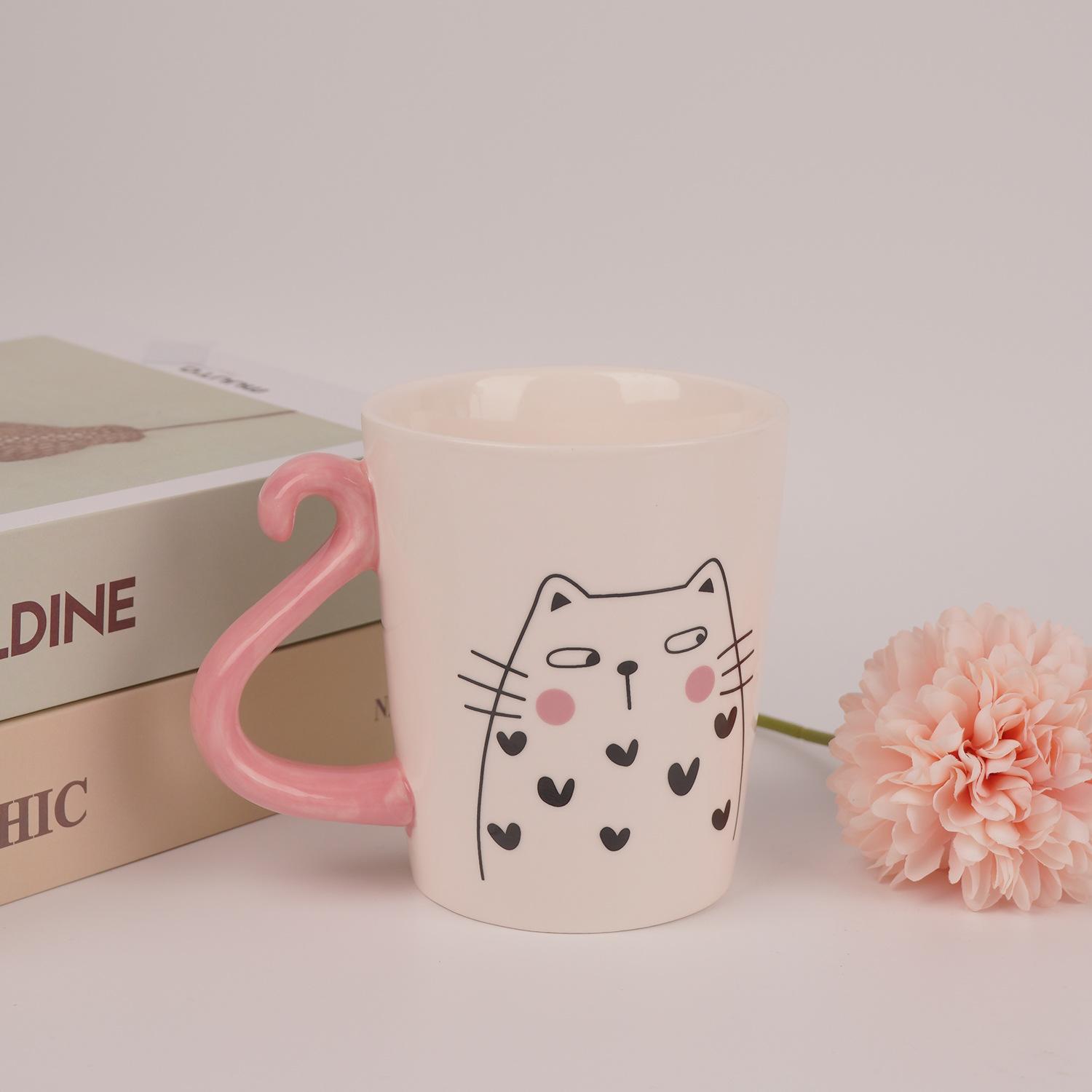 

Simple Ceramic Mug Cute Milk Tea Coffee Cup Creative Pet Design Couple Gift Afternoon Tea 301-400ml