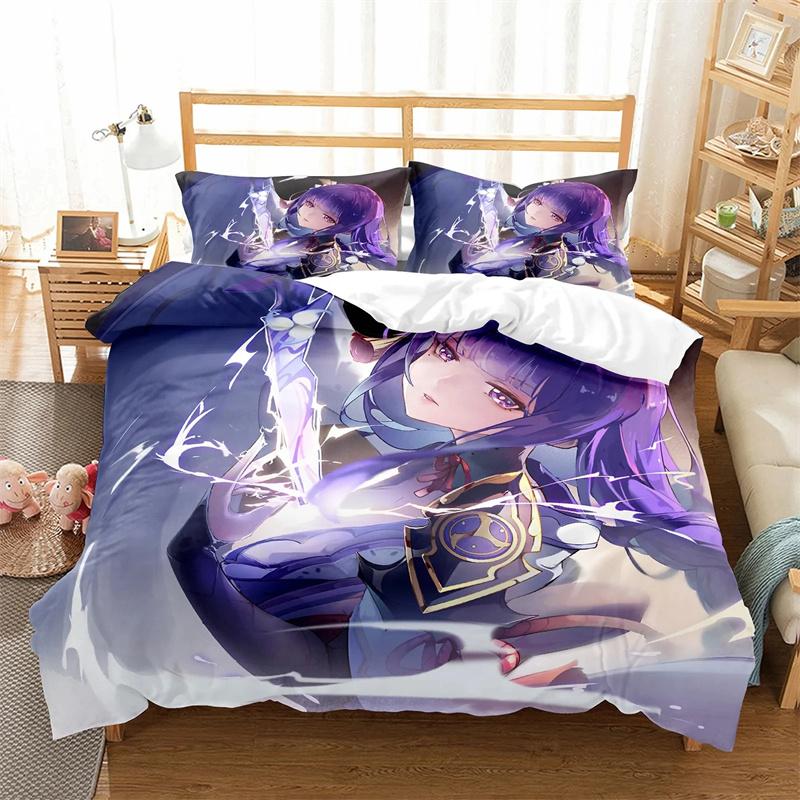 Genshin Impact Anime Arataki Ltto Bedding Sets Exquisite Bed Supplies Set Duvet Cover Bed Comforter Set Luxury Birthday Gift