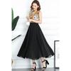 Chiffon Skirt Elastic Waistband Design Solid Color Women's High Waisted Dance Skirt Medium Length A-word Draping Long Skirt Commute Simple Casual