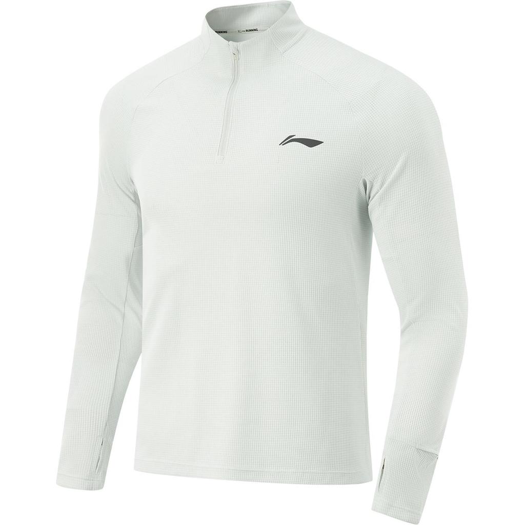 Li Ning Mens Training Series Quick-Dry Stand Collar Long Sleeve T-Shirt Men Tops Light-Gray ATLV027-5