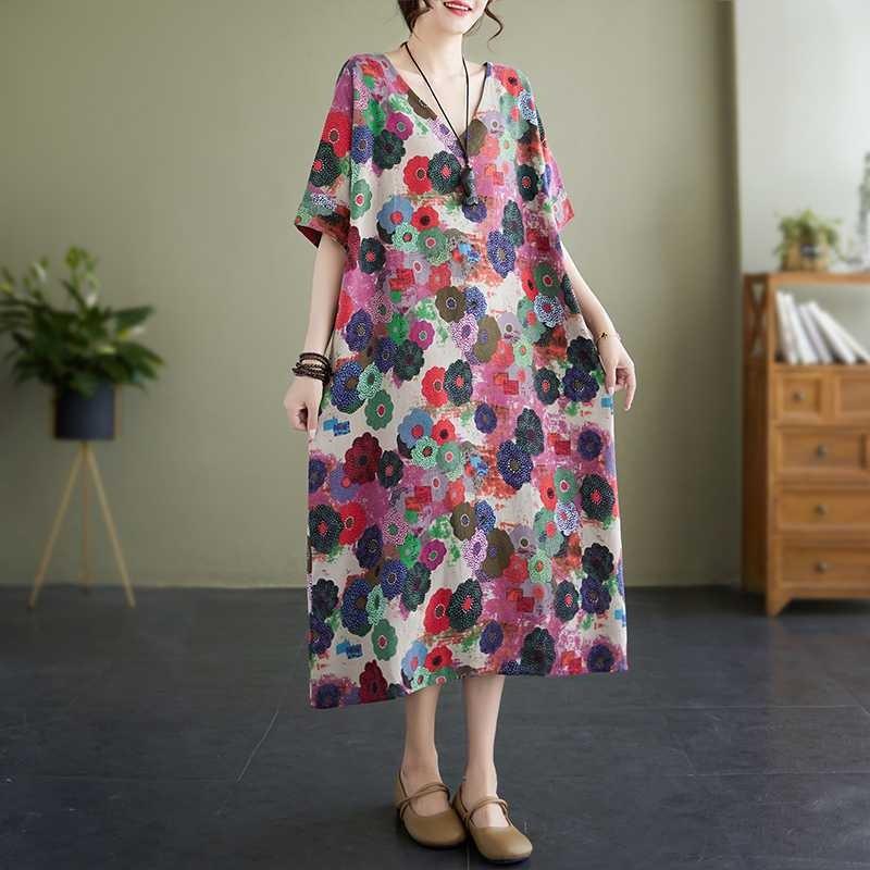Sommer Neue Vintage Bedruckte Literarische Kleider