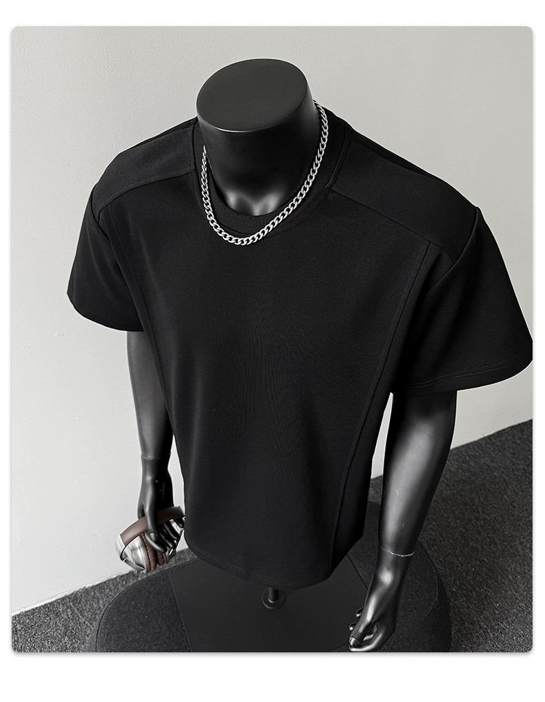 2026 Summer Men's Trendy Japanese Retro Patchwork Heavyweight Loose Casual T-Shirt