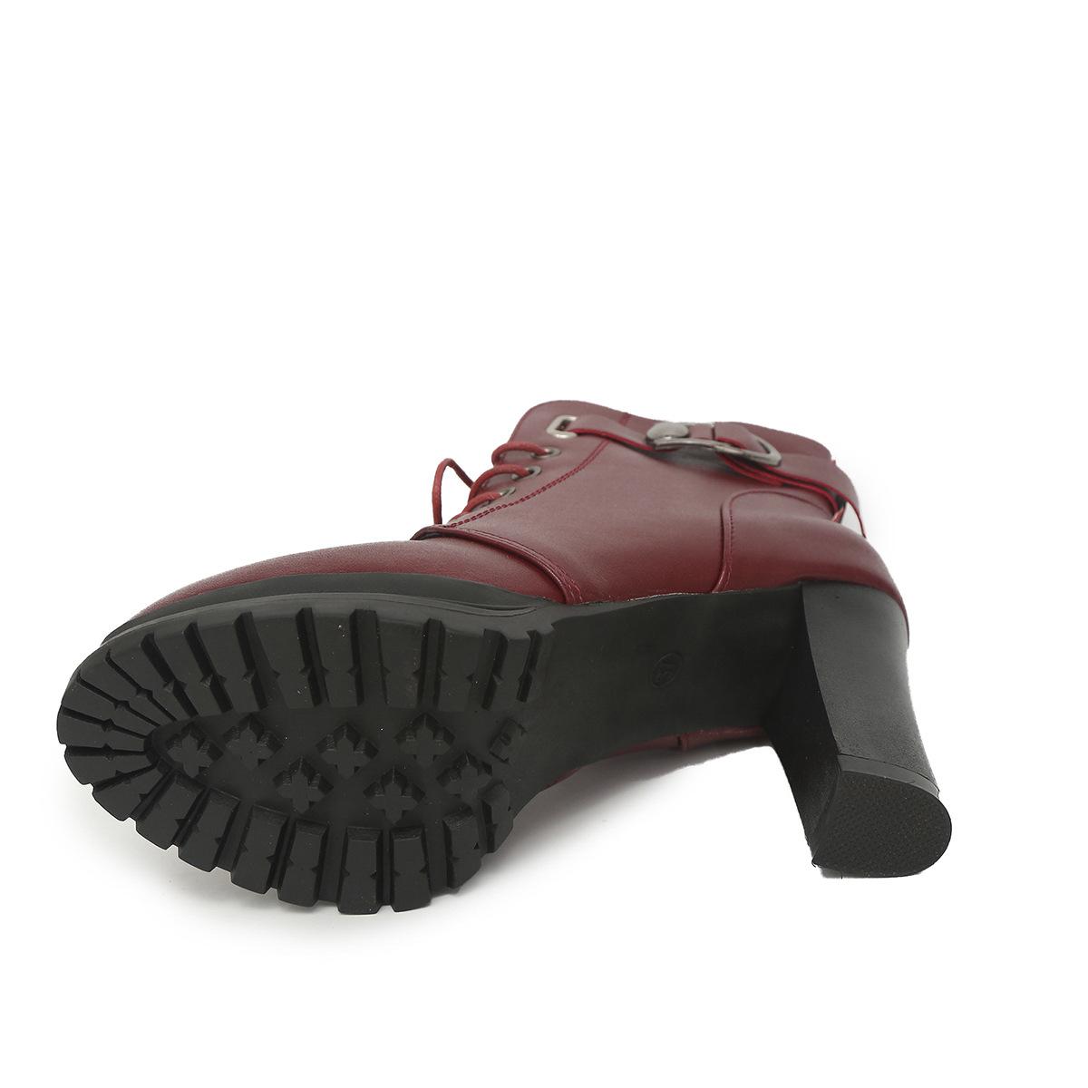 

2024 осень и зима новые ботинки Martin модные женские короткие ботинки бархатные на платформе высокие каблуки женские короткие женские ботинки на толстом каблуке 35 бордовый