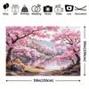 Tapisserie Lac aux Fleurs de Cerisier Style Asiatique 2D Arbre Sakura Rose Romantique Art Mural pour Décoration de Chambre Esthétique et Toile de Fond de Fête