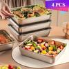 4Pcs Stainless Steel Baking Trays with Lids, Non-Stick Kitchens Accessories, Stores Knifes, For Kitchen Home & Restaurant Baking