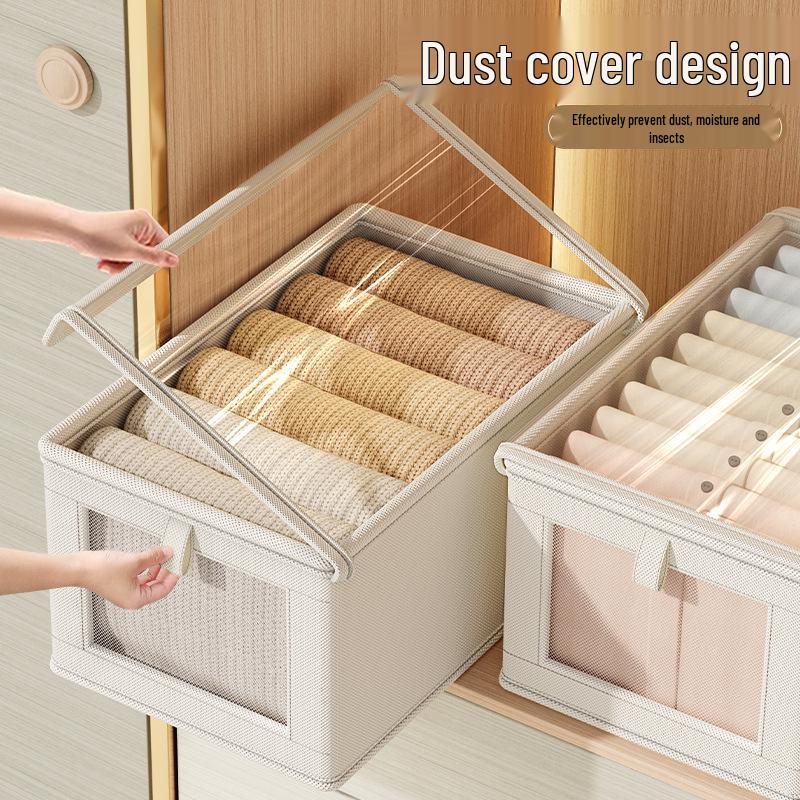 Oxford Cloth Dustproof Storage Box with Lid and Clear Window for Clothes and Sundries