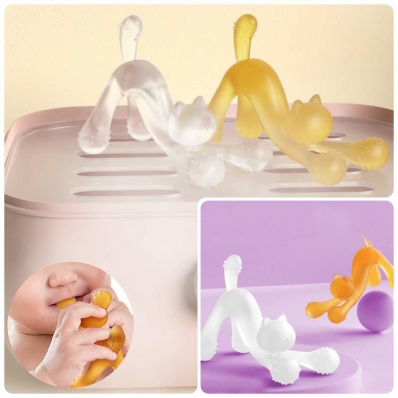 Cute Cat Teething Toy For Babies Made Of Safe Silicone Material