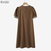 ZANZEA Abito estivo casual da donna con scollo a V e maniche corte