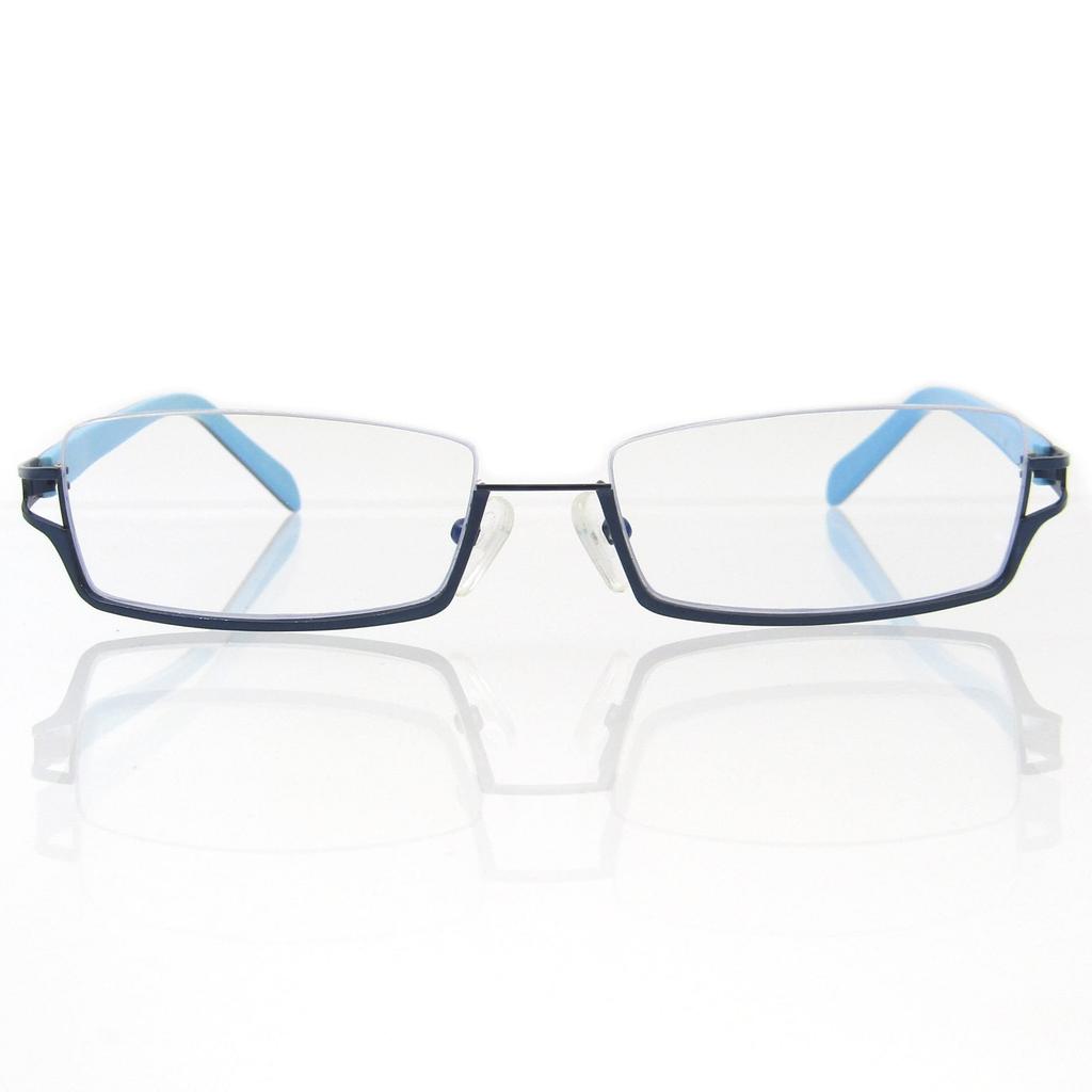 KKD Square Under-Rim Fashion Eyeglasses, Reverse Nylon Frame, Unisex, UV and Blue Light Protection, 6698 (Navy/Light Blue)
