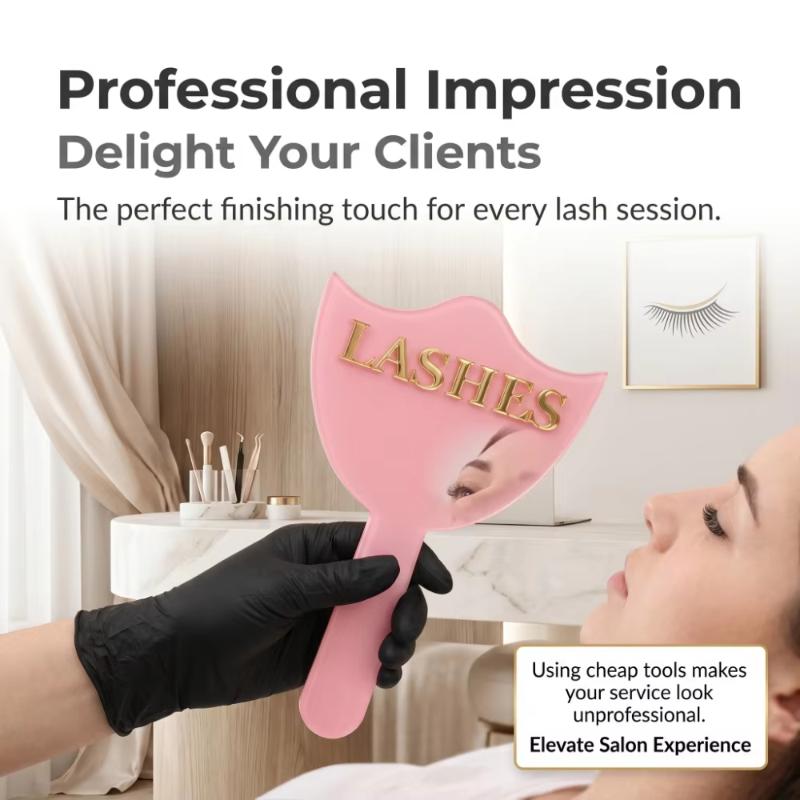 Precision Lash Extension Mirror HD Glass With Comfort Handle Portable Makeup Tool for Travel Eyelash Grafting