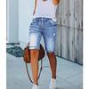 Plus Size Mid-Waist Elastic Denim Shorts: Summer Thin, Mid-Length, Five-Point Style