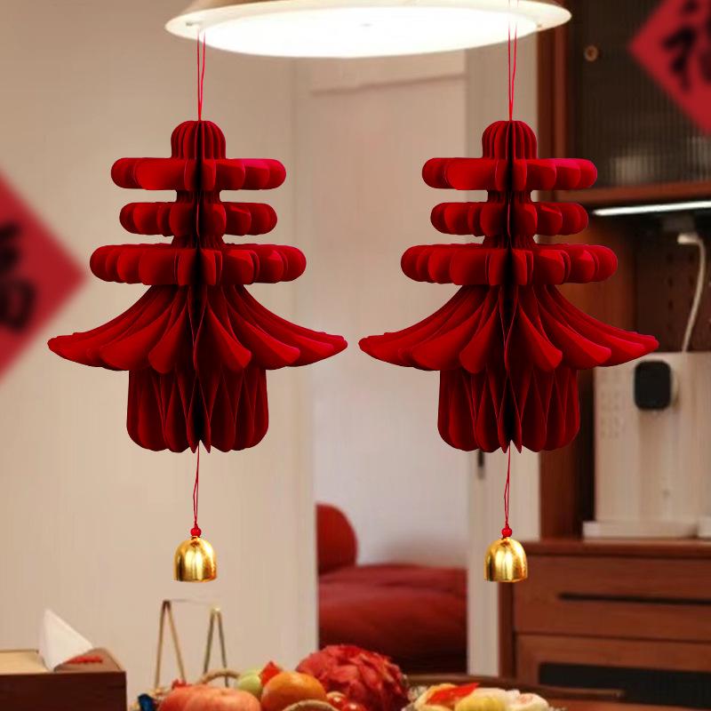 2025 Year of the Snake Spring Festival 3D Lantern Pendant & Honeycomb Ball Decorations