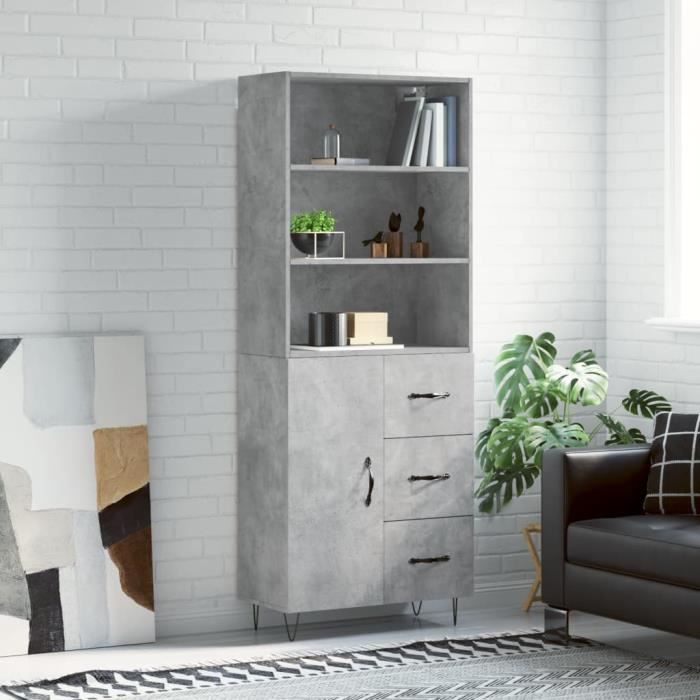 VidaXL Highboard Concrete Grey 69.5x34x180 Cm Engineered Wood 3189441