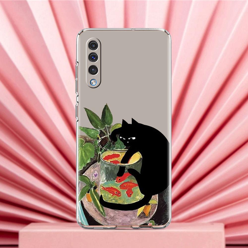 Phone Case For Samsung A56 A36 A26 A24 A16 A14 A12 A32 A50 A70 A22 A40 A34 A54 A42 A52 5G A04s A06 Cover Lovely Cat Playing Fun