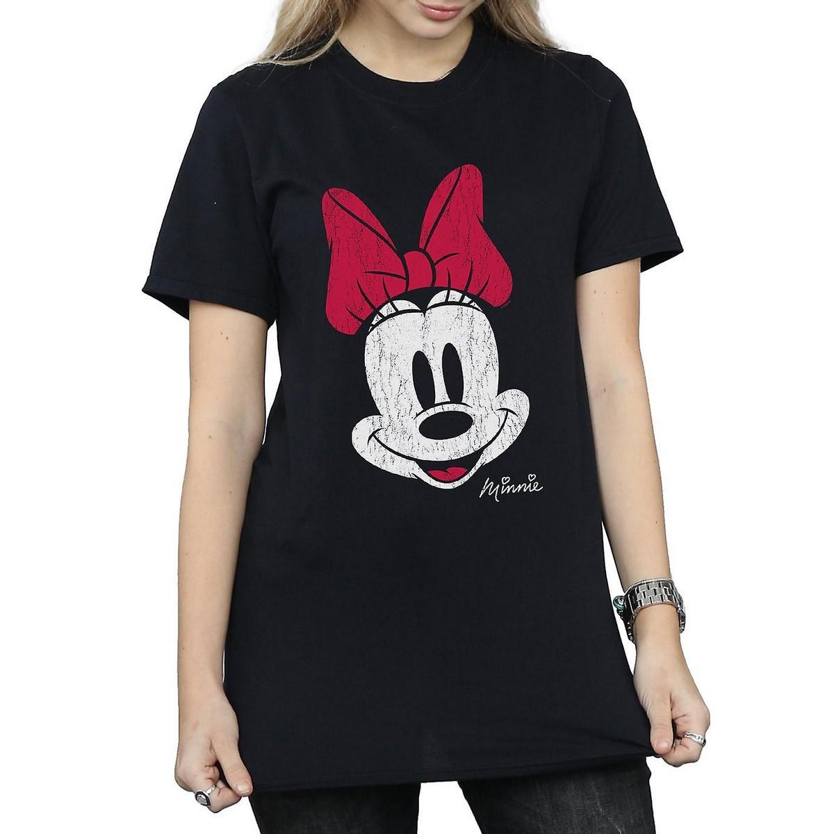 T-shirt da fidanzato Disney in cotone effetto invecchiato di Topolino da donna/signora XL nero