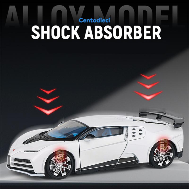 1/32 Bugatti Centodieci Zliatinový Model Športového Auta Odlievaný Kov Závodné Autá Vozidlá Modelová Kolekcia Zvuk a Svetlo Detské Hračky Darček