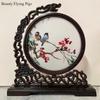 1pc, Su Embroidery Ornaments, Chinese Embroidery Crafts, Double Sided Embroidered Ornament, Solid Wood Desktop Decoration