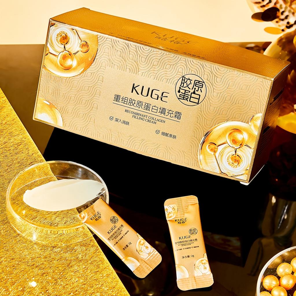 100 sáčků krému Cool Mesh Collagen, Mini přenosný krém, Krém s rekombinantním kolagenem, Hydratační, Proti vráskám, Zpevňující, Lehký krémová maska na obličej