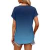 Women's Fashionable Casual Short-sleeved V-neck Button Printed Pullover Top