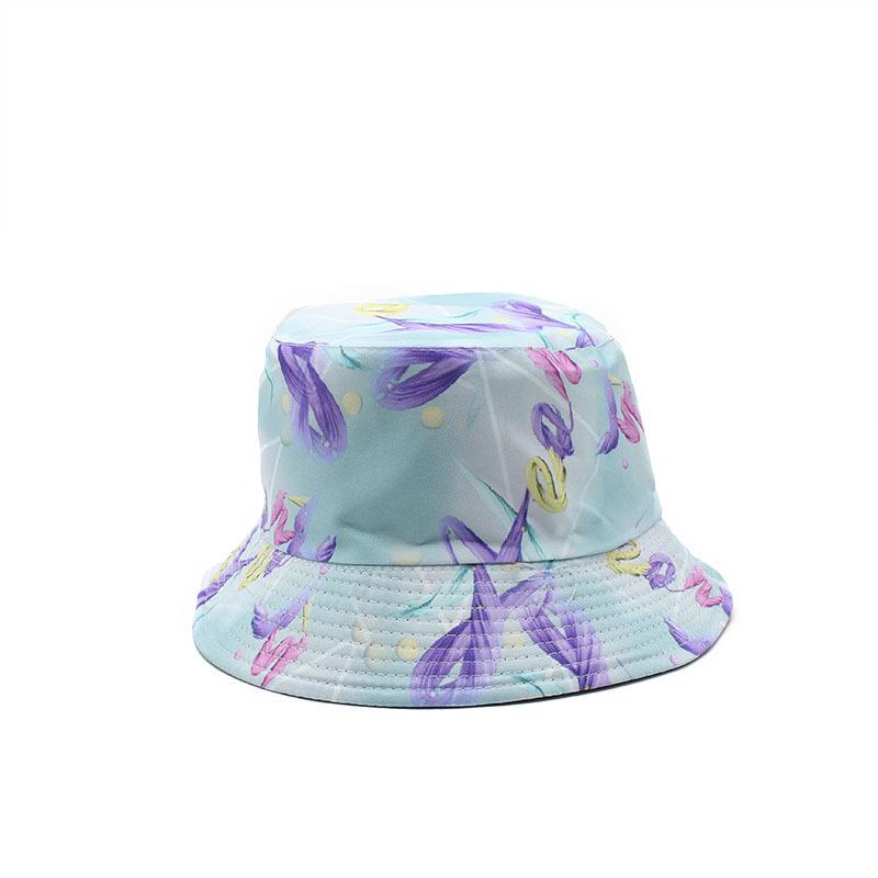 Men'S Double-Sided Fisherman'S Hat Children'S Spring And Summer Versatile Printed Sun Hat Outdoor Street Basin Hat Tide