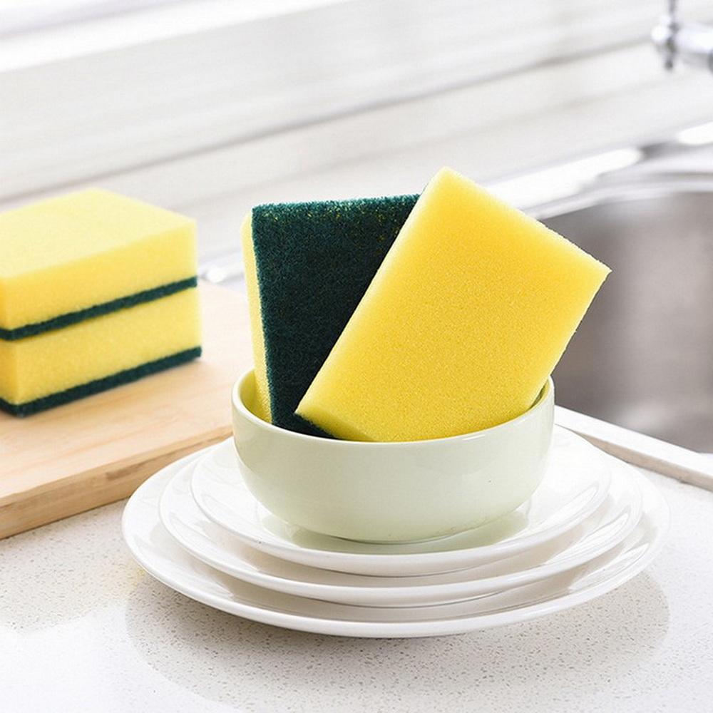 6PCS Household Magic Decontamination Dishwashing Sponges Kitchen Scrub Brush Pot Brush Household Cleaning Tools