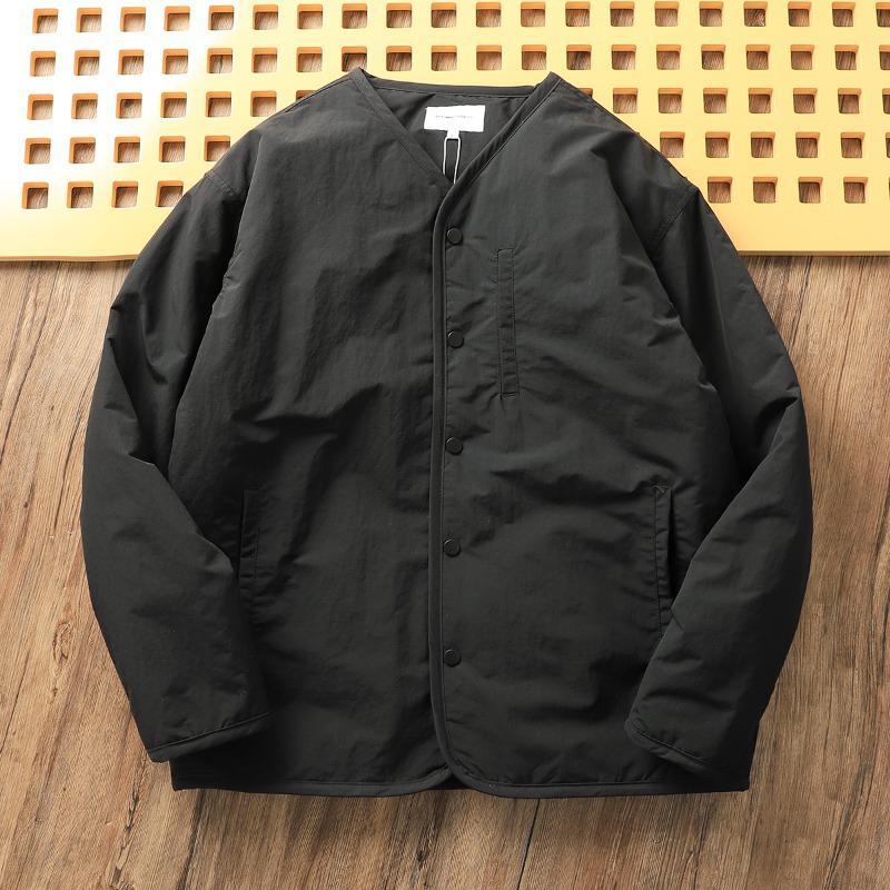 Men's Retro Quilted Cotton Jacket - Warm, Trendy, Loose Fit, Casual V-Neck for Autumn/Winter