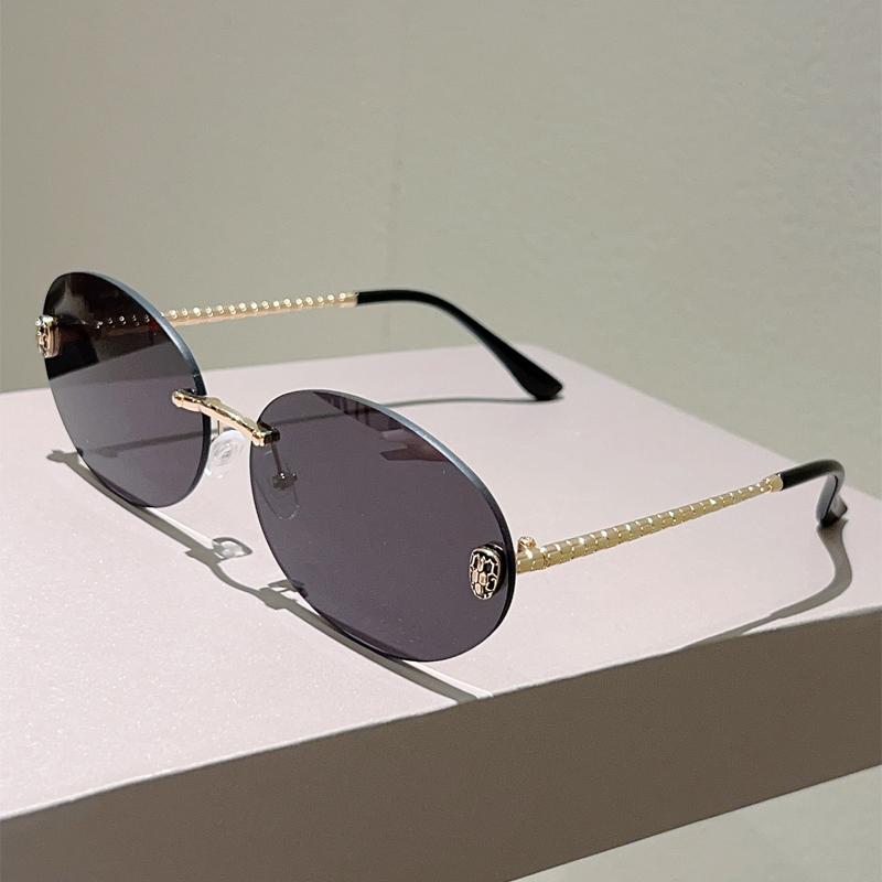 Vintage Oval Sunglasses Men New Fashion Rimless Gradient Shades Women Trendy Luxury Brand Design Decor Sun Glasses