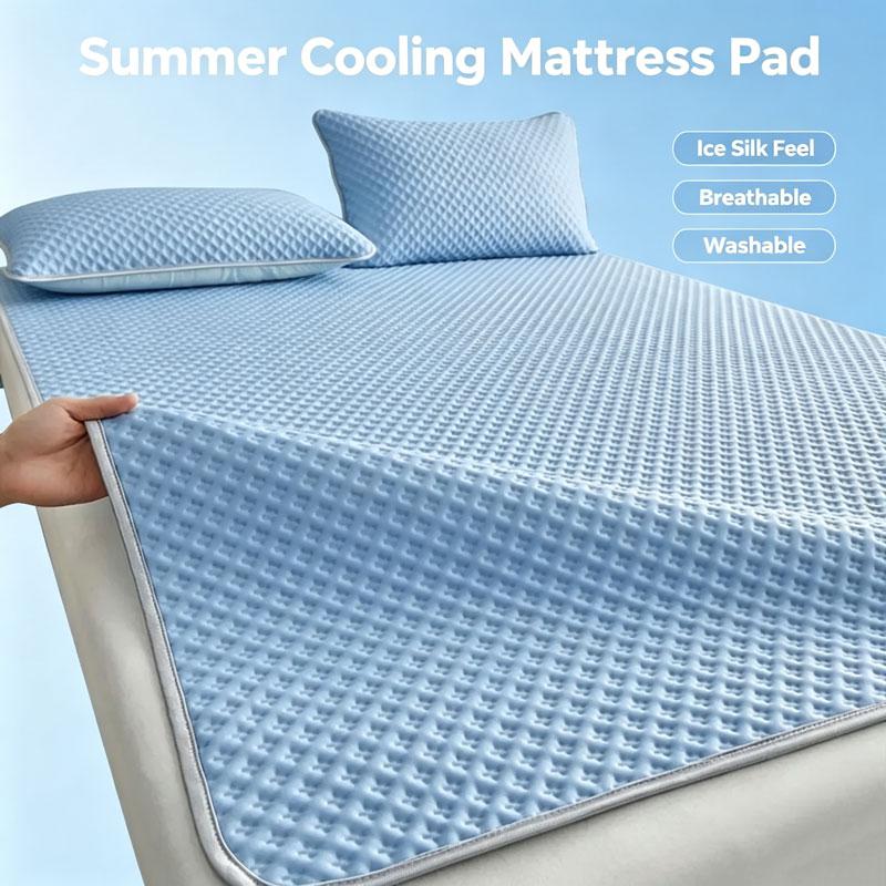 Breathable Cooling Mattress Comfortable Washable Ice Silk Bed Mat Pad Soft Skin-friendly Summer Sleeping Mat Household