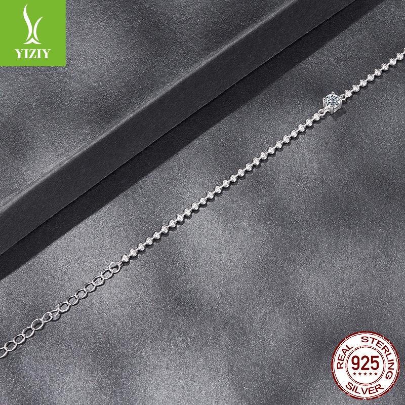 Shining D Color Moissanite Bead Bracelet Light Luxury Versatile S925 Sterling Silver Round Bead Bracelet Jewelry