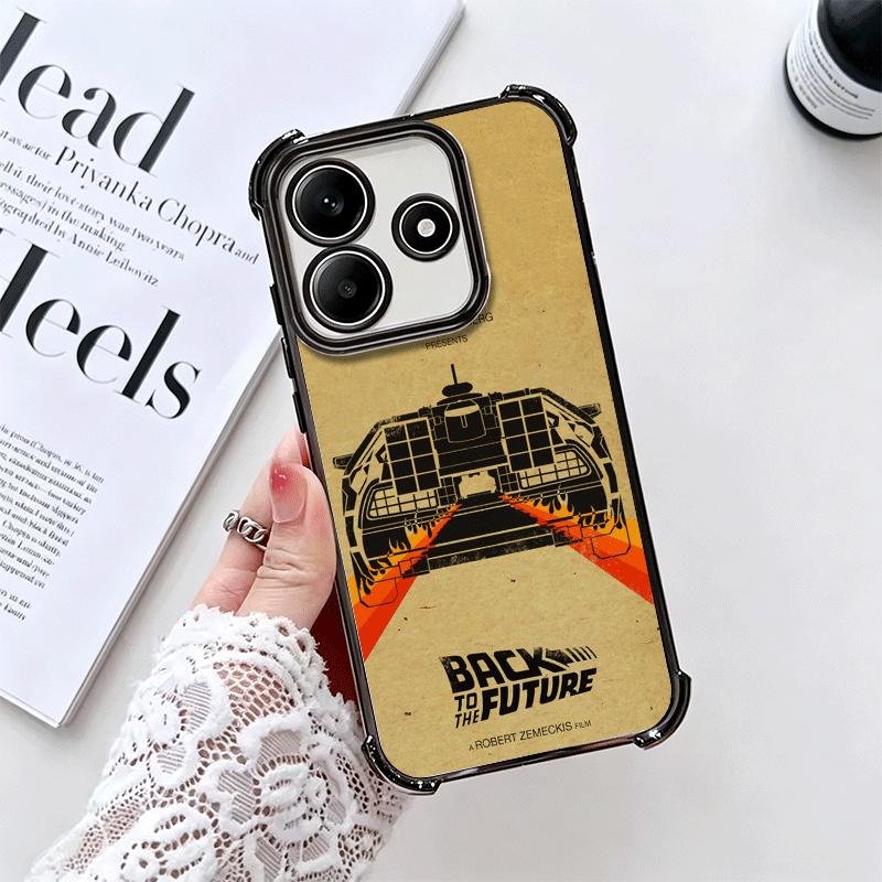 Back To The Future Plating Phone Case For Xiaomi Redmi Note 14 15 Pro Plus 13 12 11 11S 11T 10 9S 9 5G Anti-Fall Airabag Cover