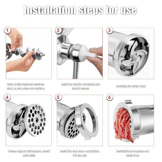 Meat Grinder Stainless Steel Blade Manual Mincer 3-in-1 Sausage Maker Low