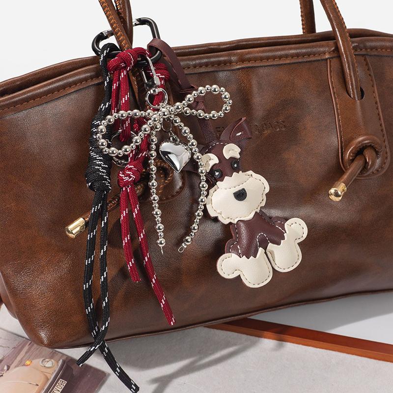 Yogodlns New Cute Puppy Shape Bow Handbag Pendant Fashion Woven Rope Versatile Backpack Pendant Versatile Bag Parts Accessories