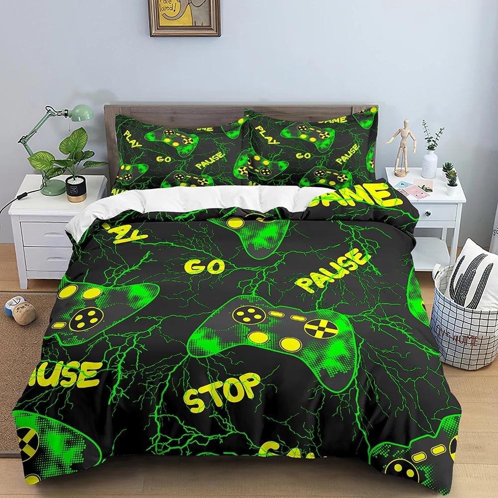 Game Console Neon Contrast Color Handle Comfortable Duvet Cover Pillowcase Bedding Set Children Bedroom Decoration Home Textile