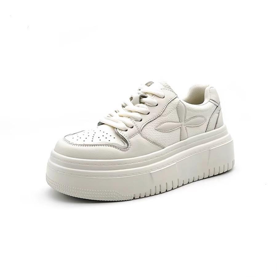 2025 Autumn New Thick-soled High-heeled Board Shoes, Muffin Shoes, Casual Shoes, Small Height Increase, Small White Shoes Women