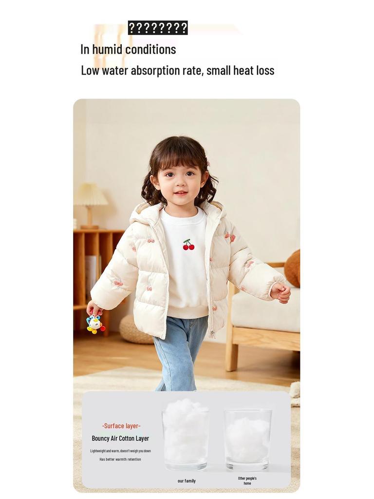 Stilvolle Kapuzen-Baumwolljacke für Mädchen – Warmer gefütterter Mantel für Kinder – Winter 2025